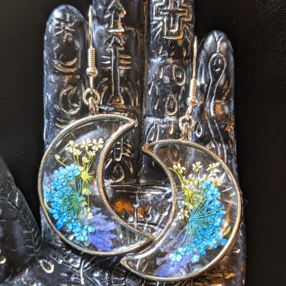 Handmade UV Resin Moon Earrings